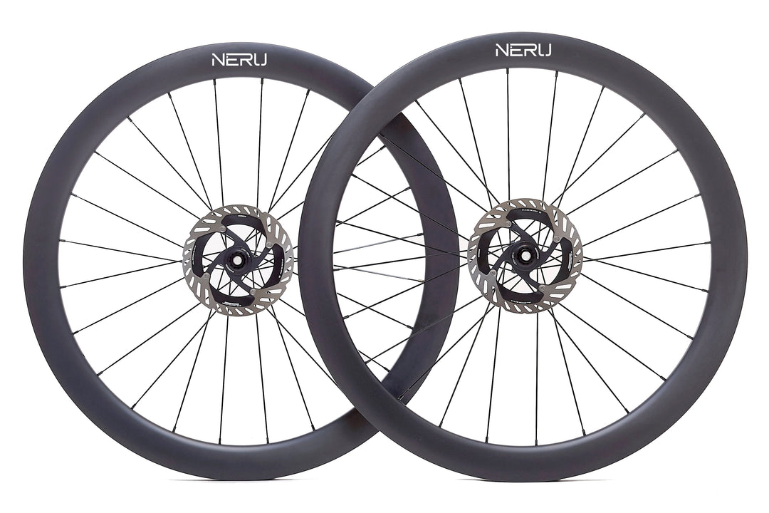 Juego de ruedas de carbono NERU 50mm para carretera disco, delantera y trasera