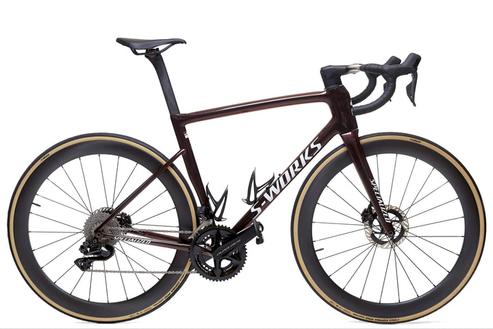Ruedas de carbono de 50 mm para carretera montadas en bicicleta de disco, perfil aero para velocidad y estética